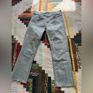 Principle Denim Innovators Optimist Teal Frayed  Straight Cropped Jeans Size 28